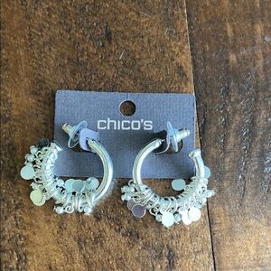 NWT. Chico's Silver Iridescent Hoop Earrings